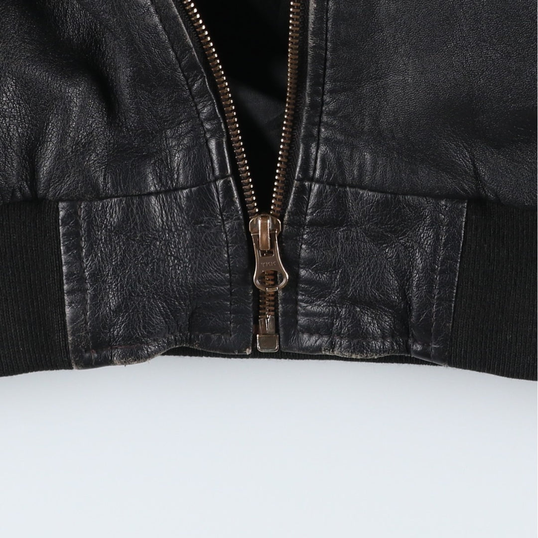 Leather blouson, men's size L Genuine Leather Lamb Leather black type Vintage Second Hand