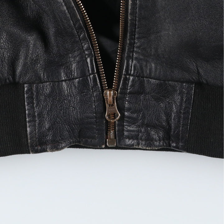 Leather blouson, men's size L Genuine Leather Lamb Leather black type Vintage Second Hand