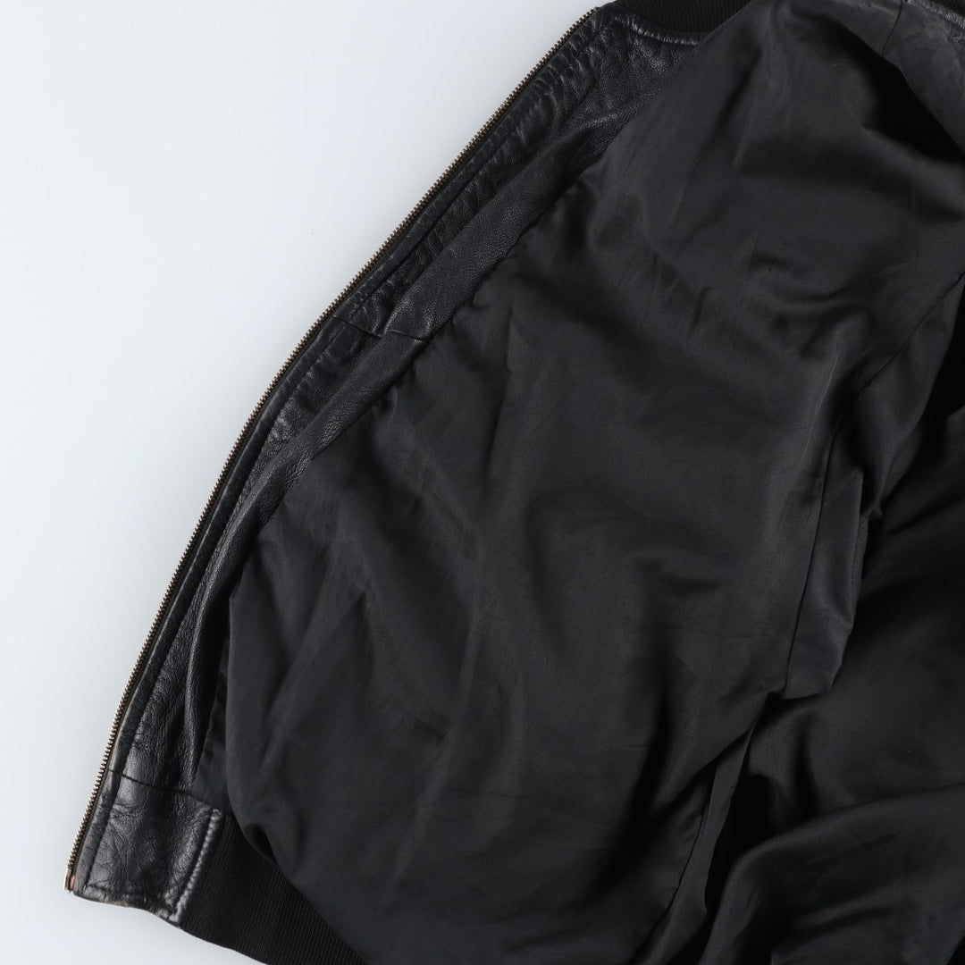 Leather blouson, men's size L Genuine Leather Lamb Leather black type Vintage Second Hand