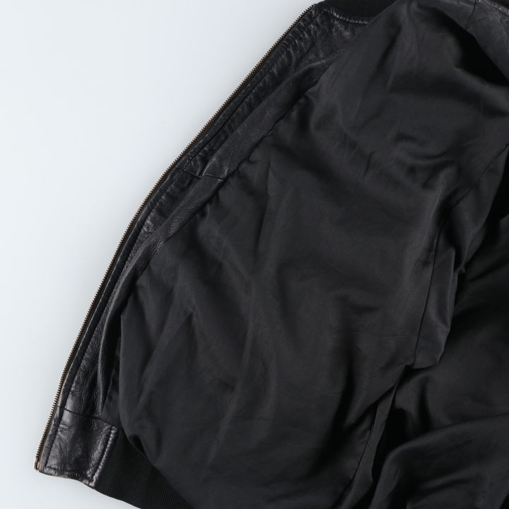Leather blouson, men's size L Genuine Leather Lamb Leather black type Vintage Second Hand