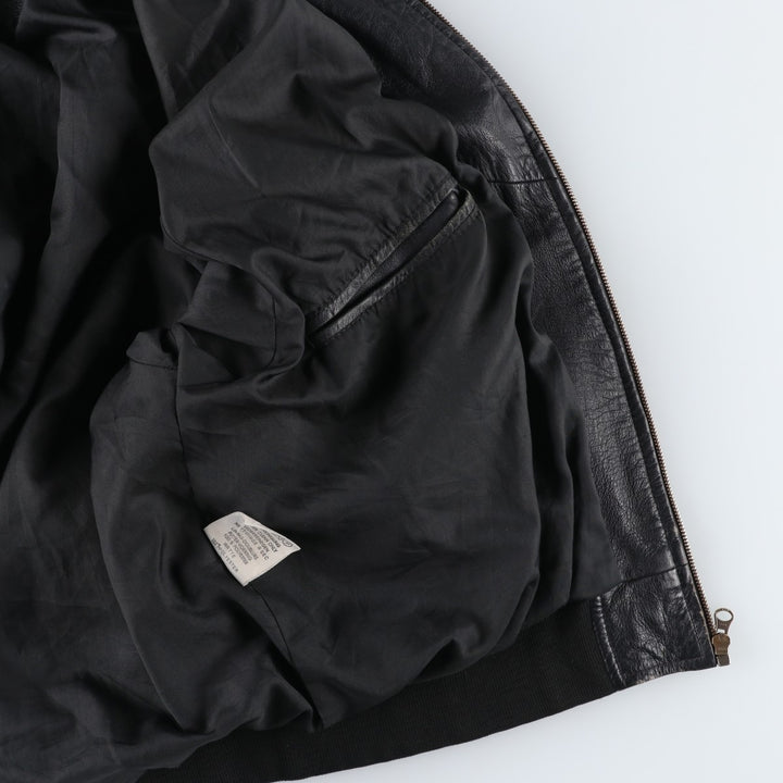 Leather blouson, men's size L Genuine Leather Lamb Leather black type Vintage Second Hand