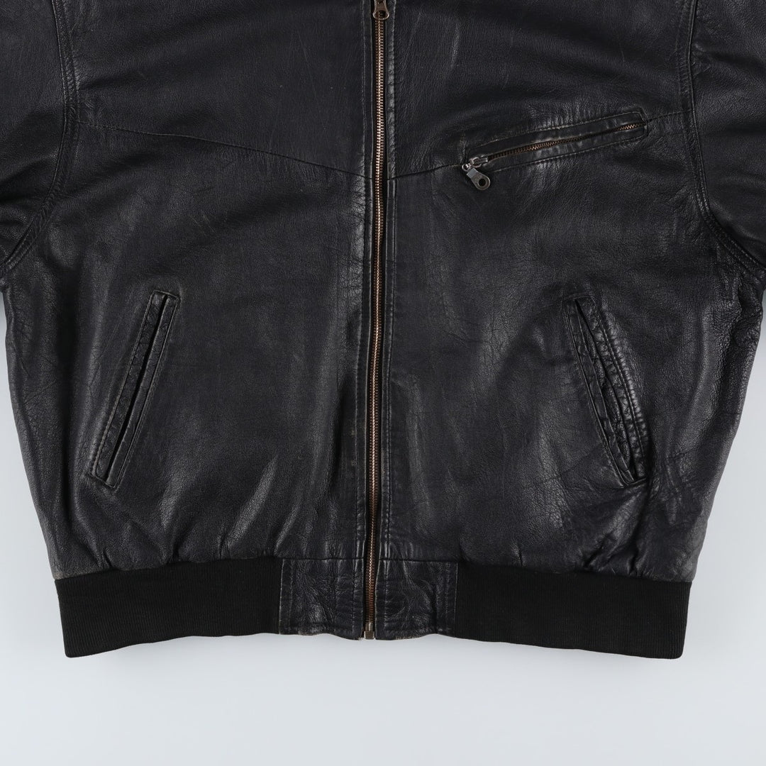 Leather blouson, men's size L Genuine Leather Lamb Leather black type Vintage Second Hand