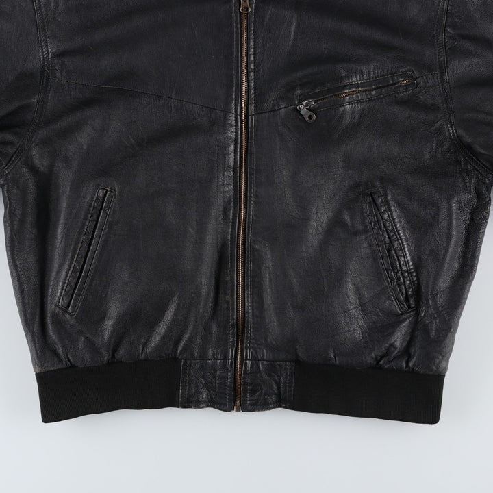 Leather blouson, men's size L Genuine Leather Lamb Leather black type Vintage Second Hand