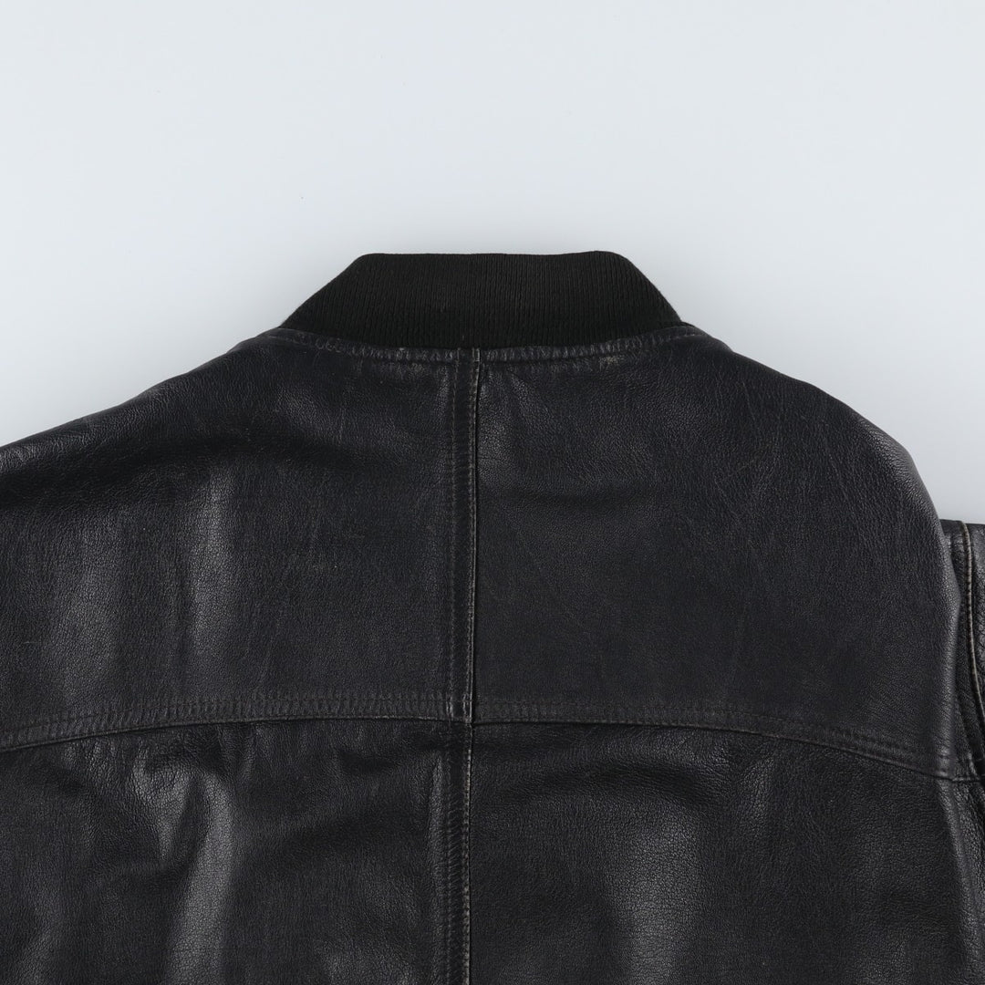 Leather blouson, men's size L Genuine Leather Lamb Leather black type Vintage Second Hand