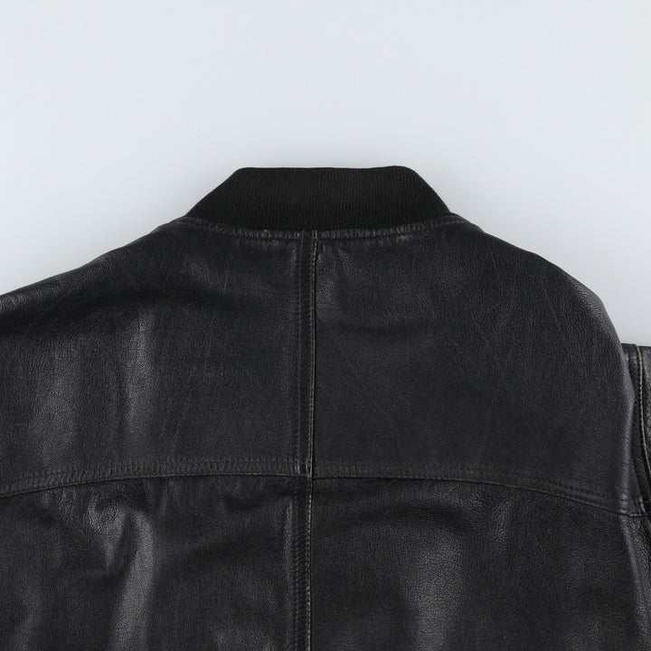 Leather blouson, men's size L Genuine Leather Lamb Leather black type Vintage Second Hand