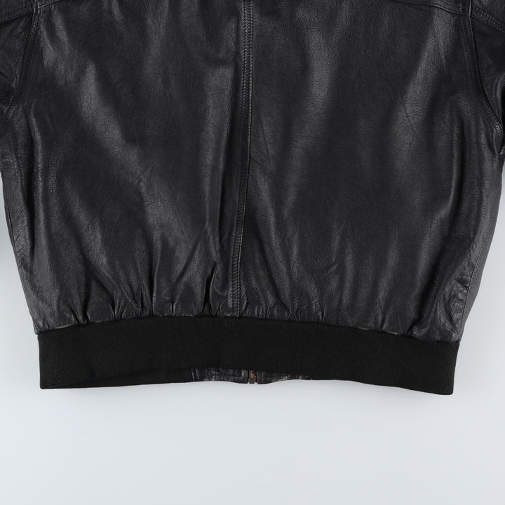 Leather blouson, men's size L Genuine Leather Lamb Leather black type Vintage Second Hand
