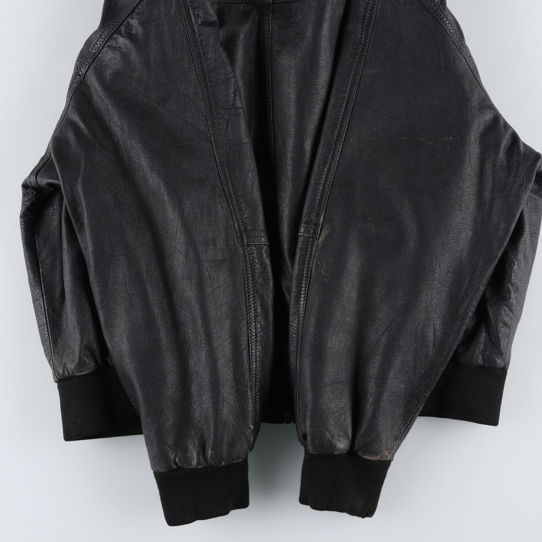 Leather blouson, men's size L Genuine Leather Lamb Leather black type Vintage Second Hand
