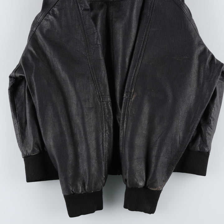Leather blouson, men's size L Genuine Leather Lamb Leather black type Vintage Second Hand