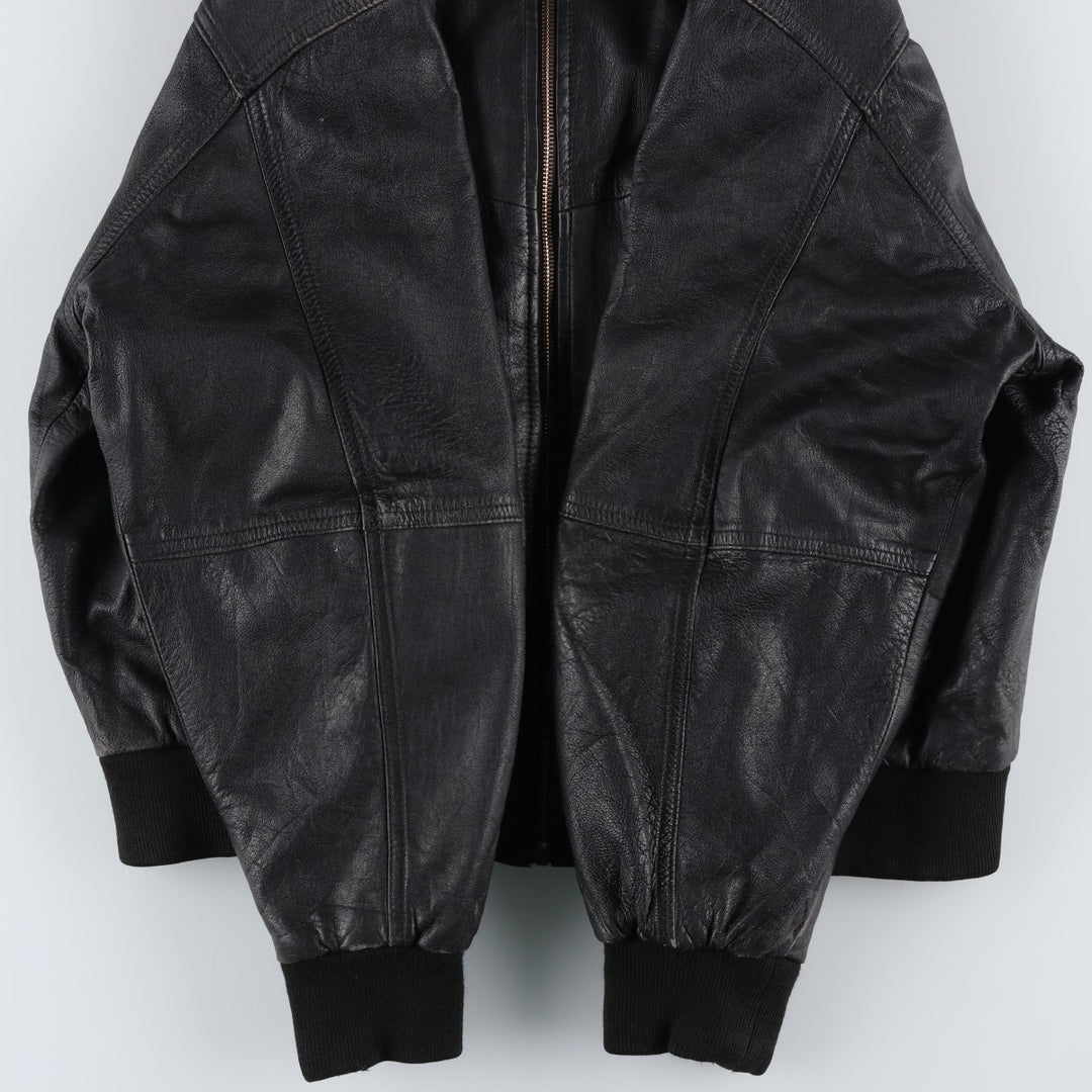Leather blouson, men's size L Genuine Leather Lamb Leather black type Vintage Second Hand