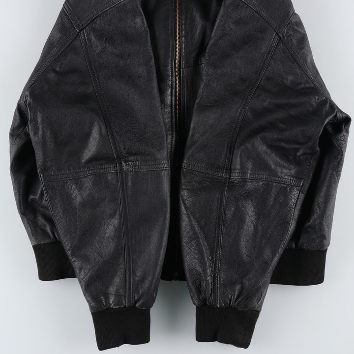 Leather blouson, men's size L Genuine Leather Lamb Leather black type Vintage Second Hand