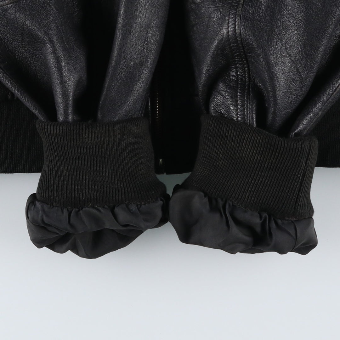 Leather blouson, men's size L Genuine Leather Lamb Leather black type Vintage Second Hand