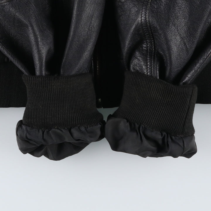 Leather blouson, men's size L Genuine Leather Lamb Leather black type Vintage Second Hand