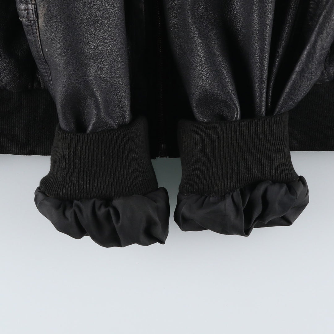 Leather blouson, men's size L Genuine Leather Lamb Leather black type Vintage Second Hand