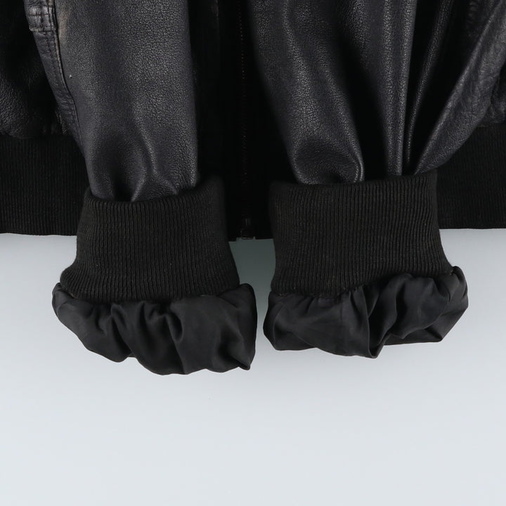 Leather blouson, men's size L Genuine Leather Lamb Leather black type Vintage Second Hand