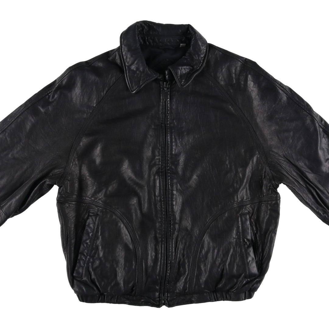 ROUNDTREE AND YORKE Swing Top Type Leather Blouson, Men's Size L (approx.) Genuine Leather Lambskin black type Vintage Second Hand