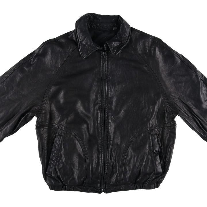 ROUNDTREE AND YORKE Swing Top Type Leather Blouson, Men's Size L (approx.) Genuine Leather Lambskin black type Vintage Second Hand