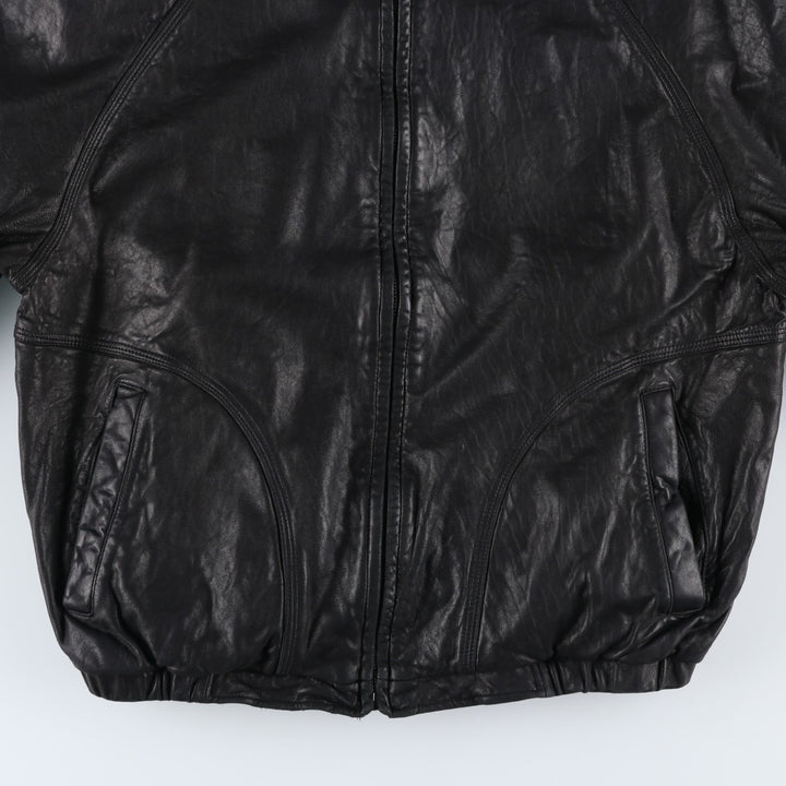 ROUNDTREE AND YORKE Swing Top Type Leather Blouson, Men's Size L (approx.) Genuine Leather Lambskin black type Vintage Second Hand
