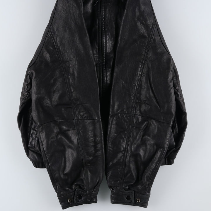 ROUNDTREE AND YORKE Swing Top Type Leather Blouson, Men's Size L (approx.) Genuine Leather Lambskin black type Vintage Second Hand