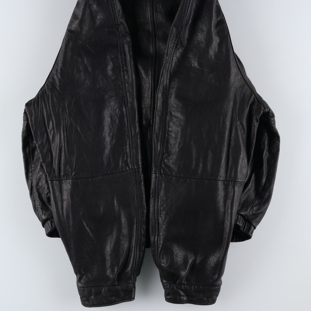 ROUNDTREE AND YORKE Swing Top Type Leather Blouson, Men's Size L (approx.) Genuine Leather Lambskin black type Vintage Second Hand
