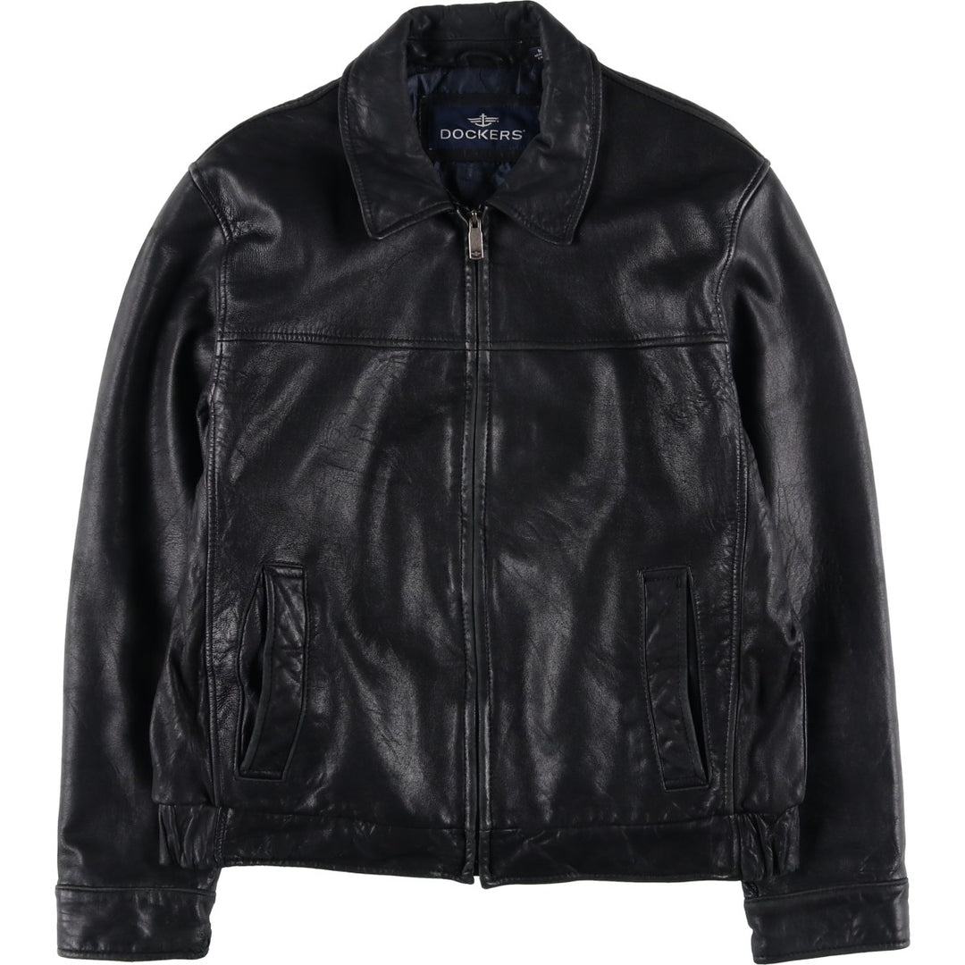 Dockers Swing Top Style Padded Leather Blouson, Men's Size M (approx.) genuine leather black type Vintage Second Hand