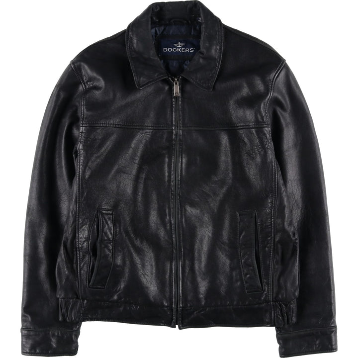 Dockers Swing Top Style Padded Leather Blouson, Men's Size M (approx.) genuine leather black type Vintage Second Hand
