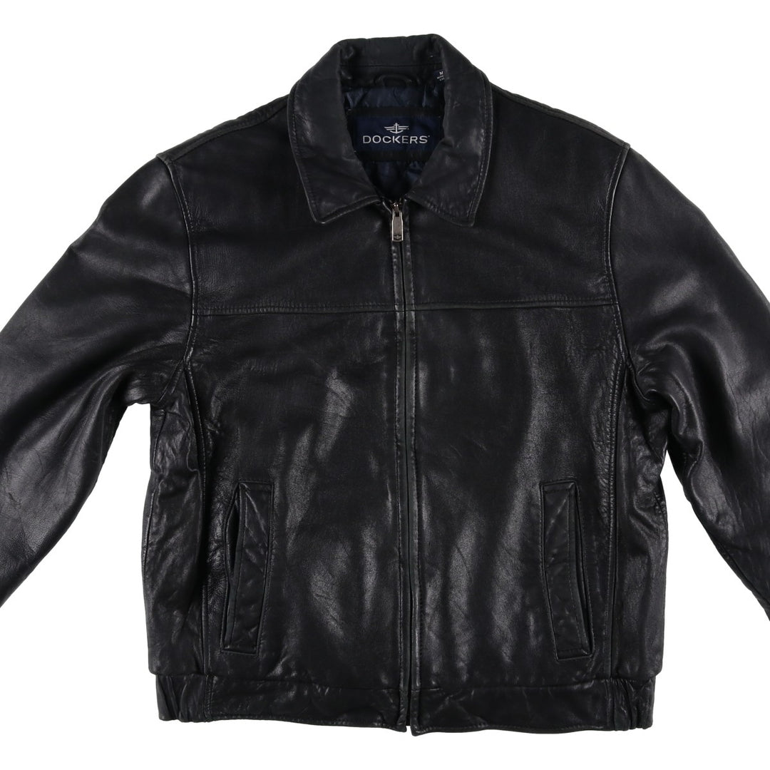 Dockers Swing Top Style Padded Leather Blouson, Men's Size M (approx.) genuine leather black type Vintage Second Hand