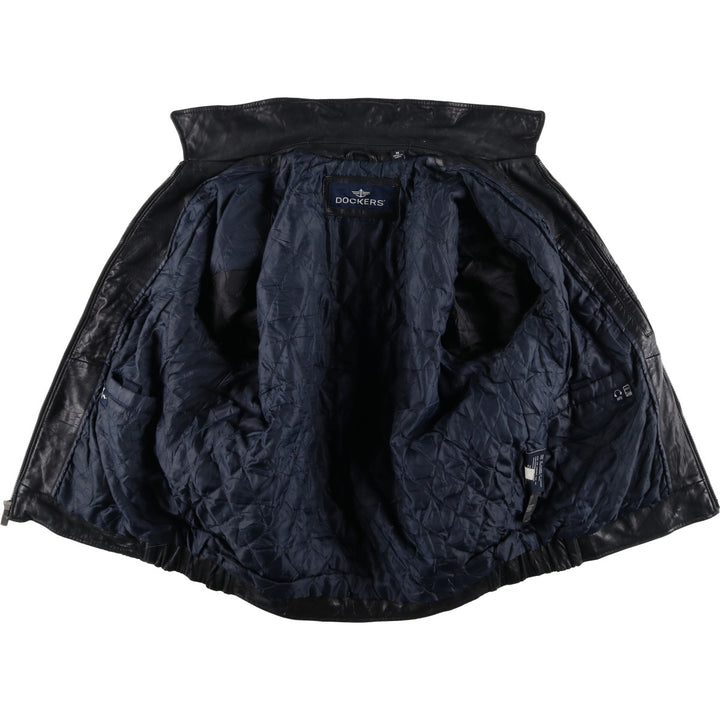 Dockers Swing Top Style Padded Leather Blouson, Men's Size M (approx.) genuine leather black type Vintage Second Hand