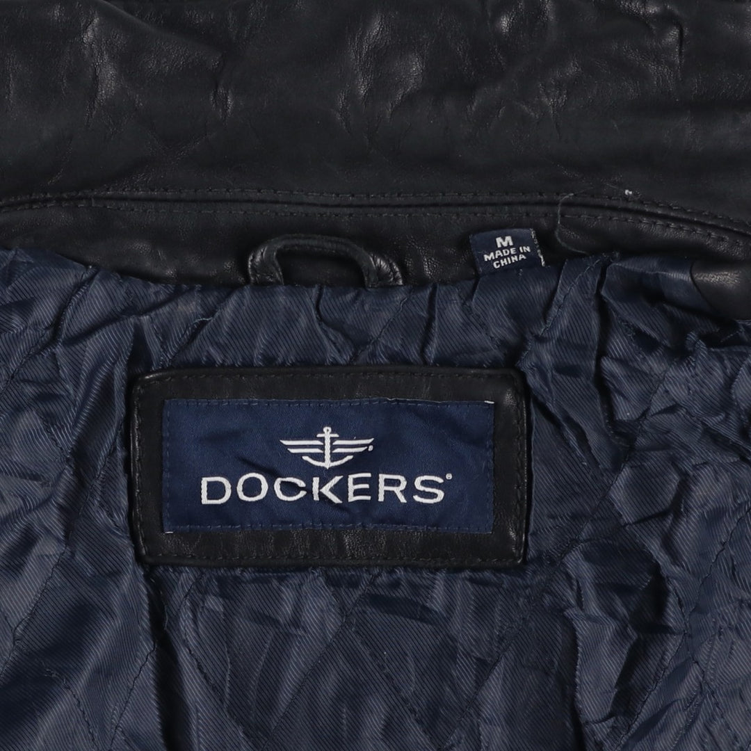 Dockers Swing Top Style Padded Leather Blouson, Men's Size M (approx.) genuine leather black type Vintage Second Hand