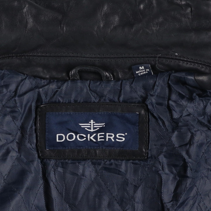Dockers Swing Top Style Padded Leather Blouson, Men's Size M (approx.) genuine leather black type Vintage Second Hand