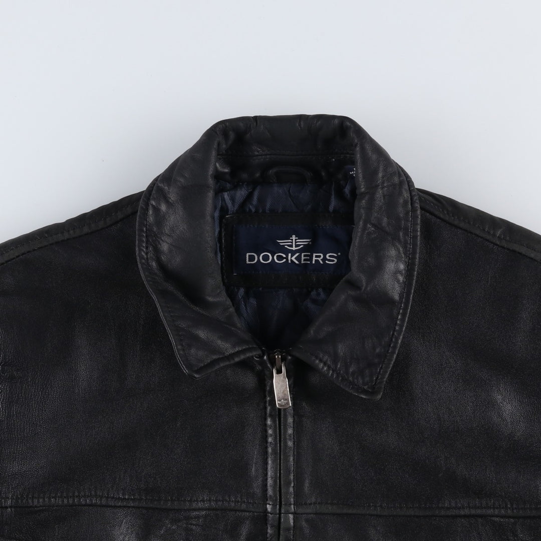 Dockers Swing Top Style Padded Leather Blouson, Men's Size M (approx.) genuine leather black type Vintage Second Hand