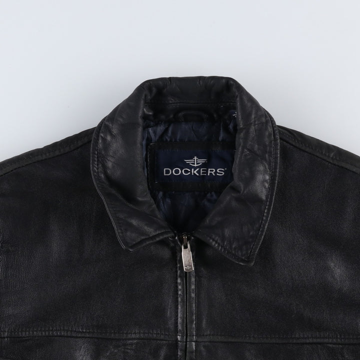 Dockers Swing Top Style Padded Leather Blouson, Men's Size M (approx.) genuine leather black type Vintage Second Hand