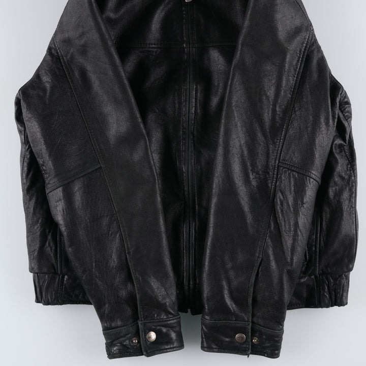 Dockers Swing Top Style Padded Leather Blouson, Men's Size M (approx.) genuine leather black type Vintage Second Hand