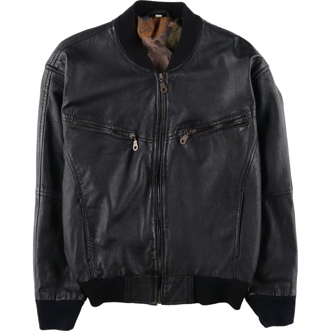 Leather blouson, men's size L genuine leather black type Vintage Second Hand