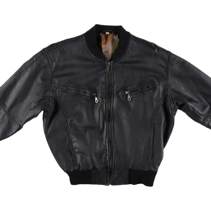 Leather blouson, men's size L genuine leather black type Vintage Second Hand