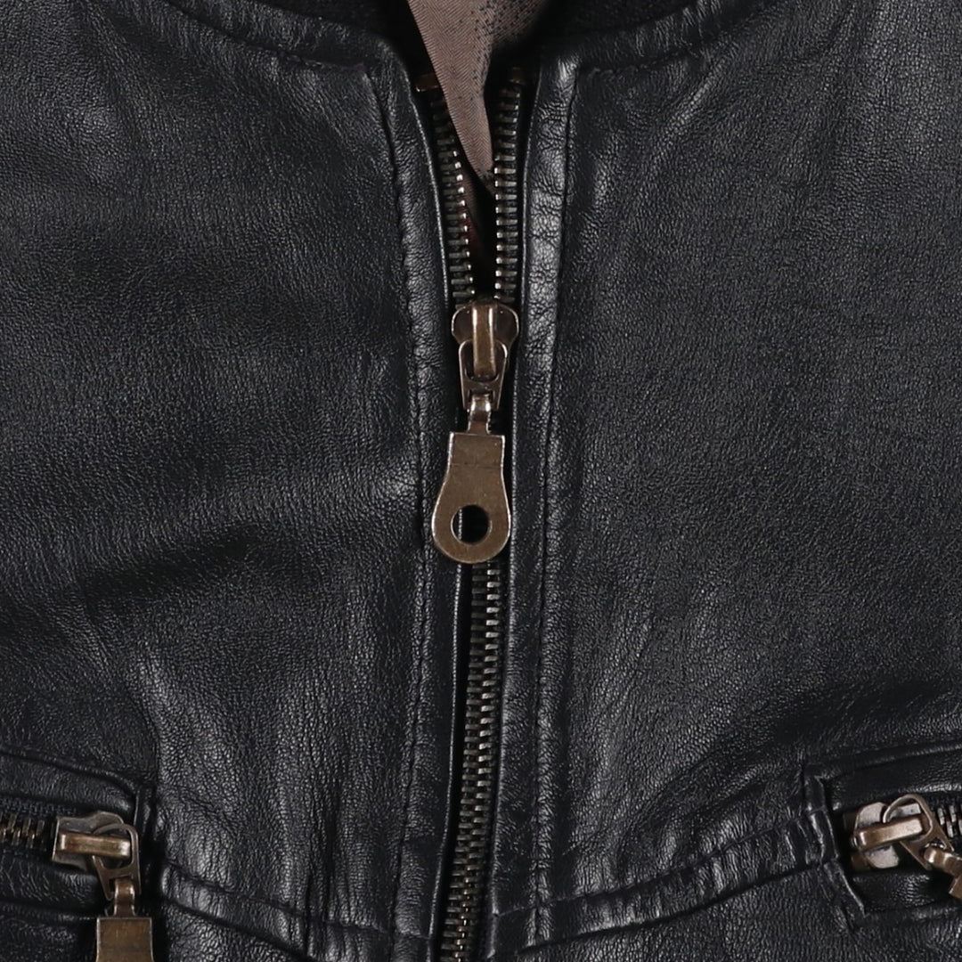 Leather blouson, men's size L genuine leather black type Vintage Second Hand
