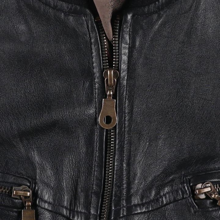 Leather blouson, men's size L genuine leather black type Vintage Second Hand