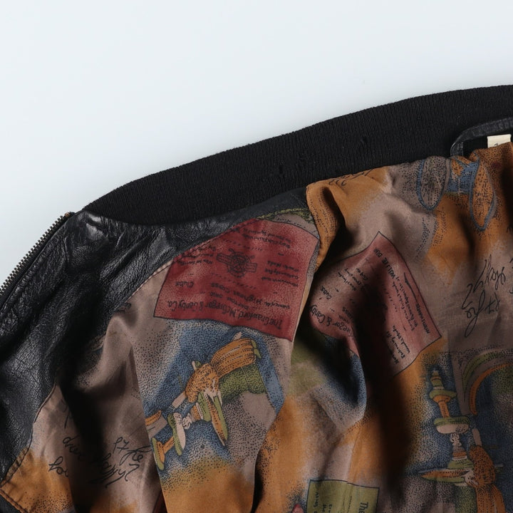 Leather blouson, men's size L genuine leather black type Vintage Second Hand
