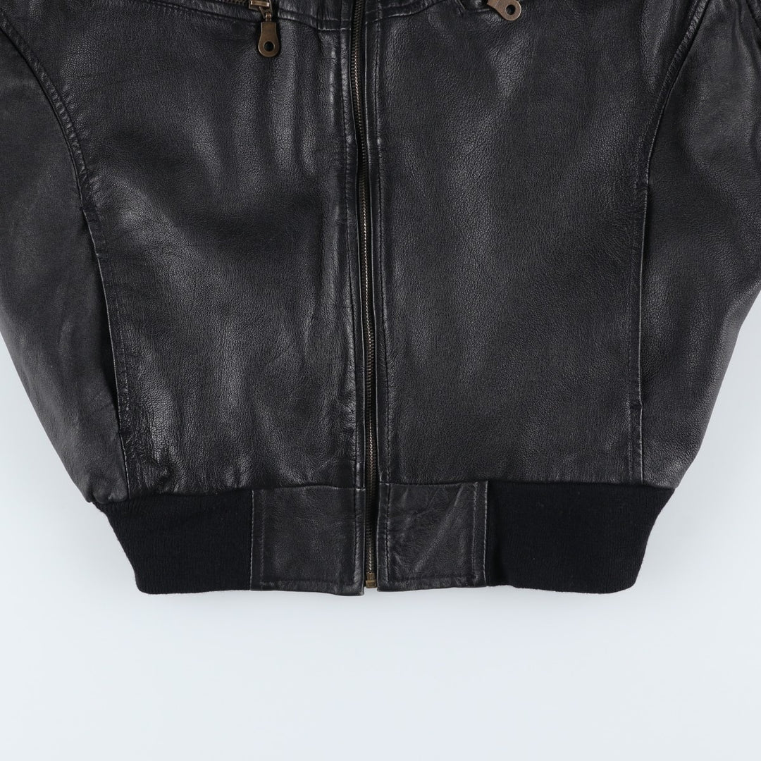 Leather blouson, men's size L genuine leather black type Vintage Second Hand