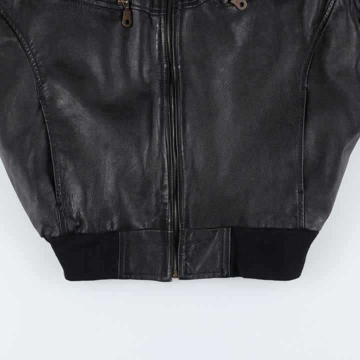 Leather blouson, men's size L genuine leather black type Vintage Second Hand