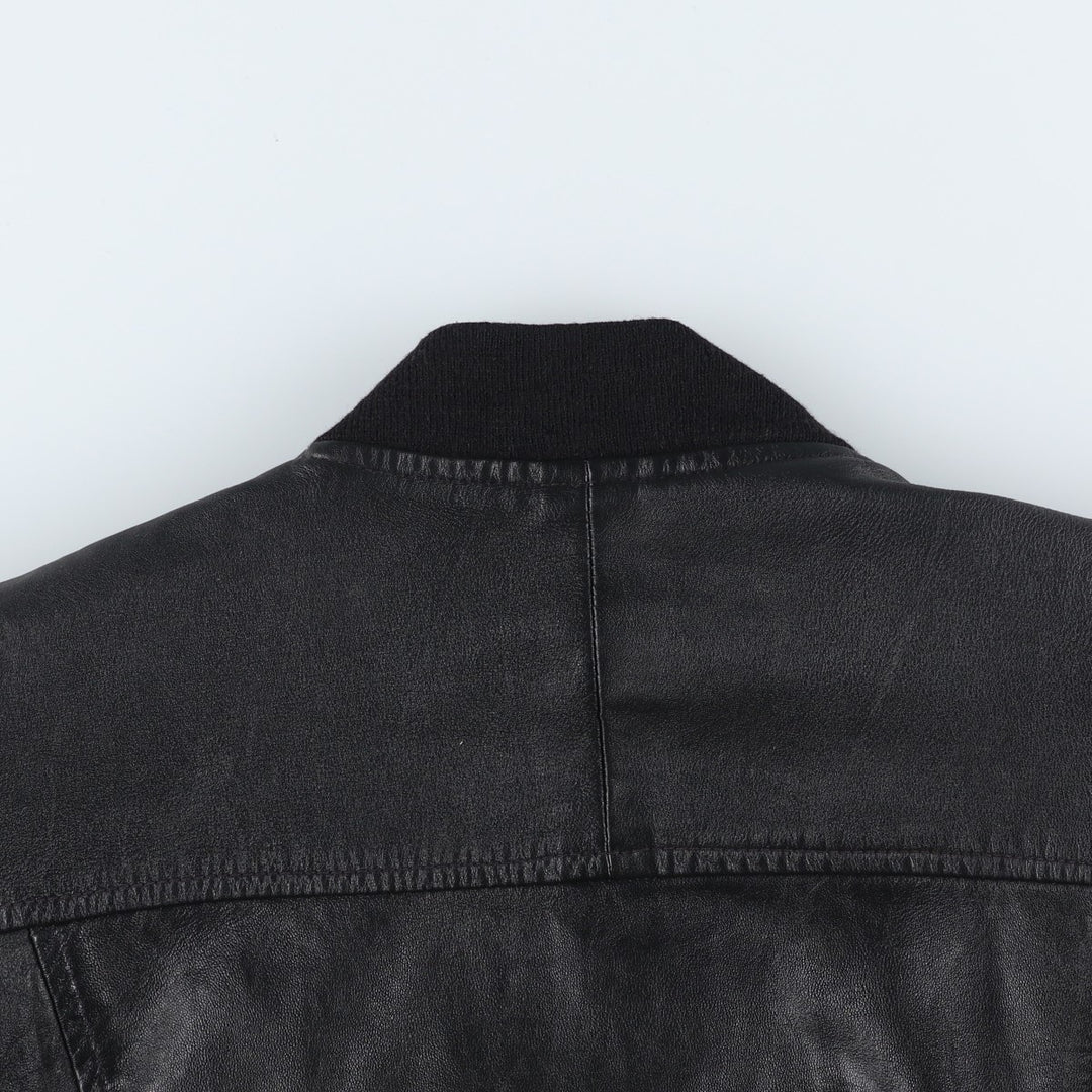 Leather blouson, men's size L genuine leather black type Vintage Second Hand