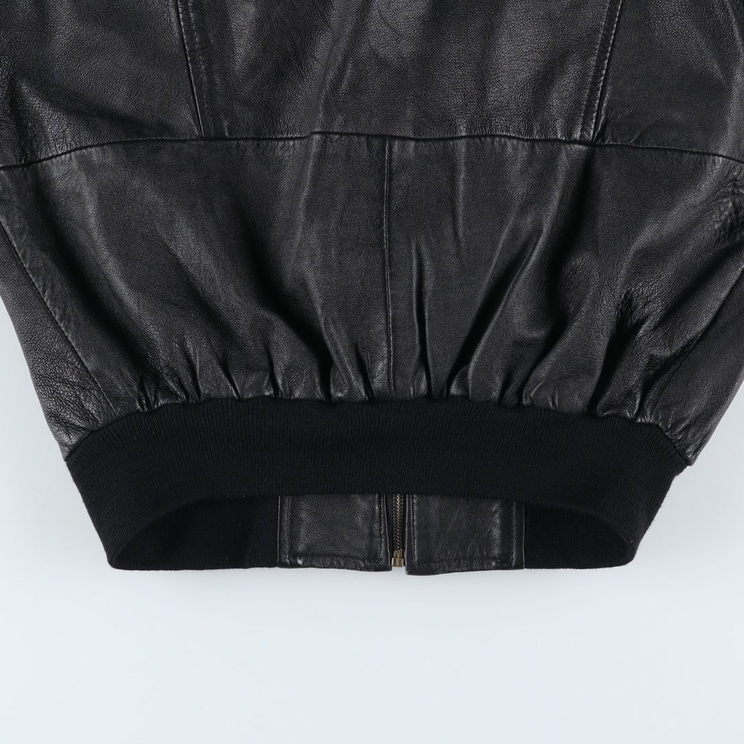 Leather blouson, men's size L genuine leather black type Vintage Second Hand