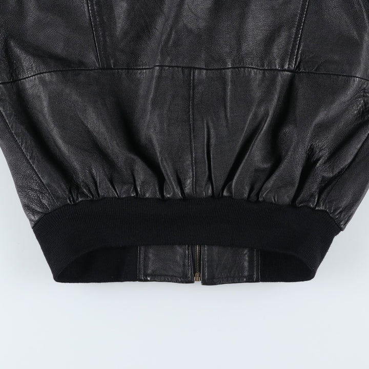 Leather blouson, men's size L genuine leather black type Vintage Second Hand