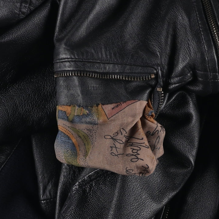 Leather blouson, men's size L genuine leather black type Vintage Second Hand
