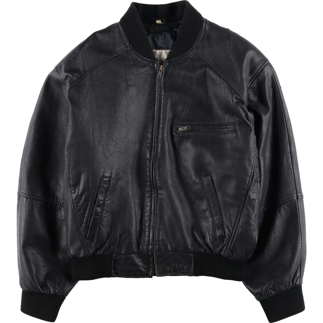 MODIANO Leather Blouson, Men's Size L (approx.) Genuine Leather Sheepskin black type Vintage Second Hand
