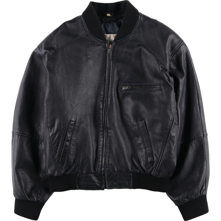 MODIANO Leather Blouson, Men's Size L (approx.) Genuine Leather Sheepskin black type Vintage Second Hand