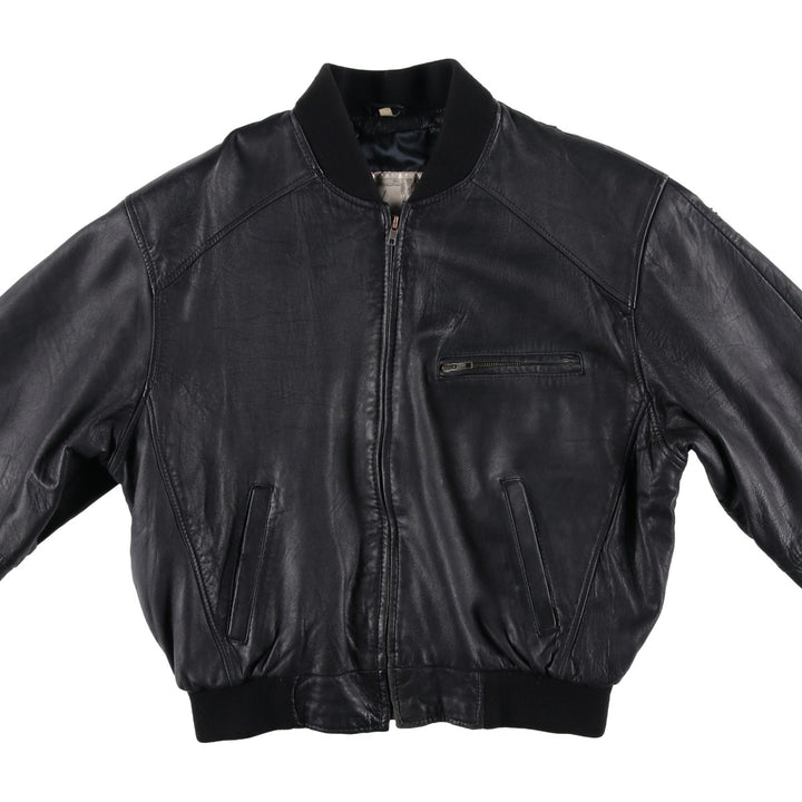 MODIANO Leather Blouson, Men's Size L (approx.) Genuine Leather Sheepskin black type Vintage Second Hand