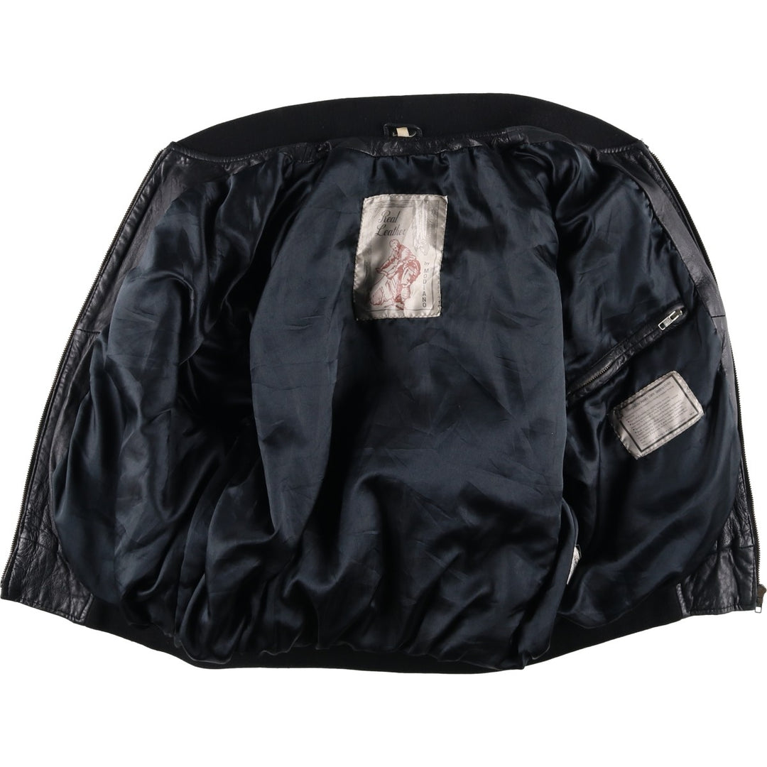 MODIANO Leather Blouson, Men's Size L (approx.) Genuine Leather Sheepskin black type Vintage Second Hand