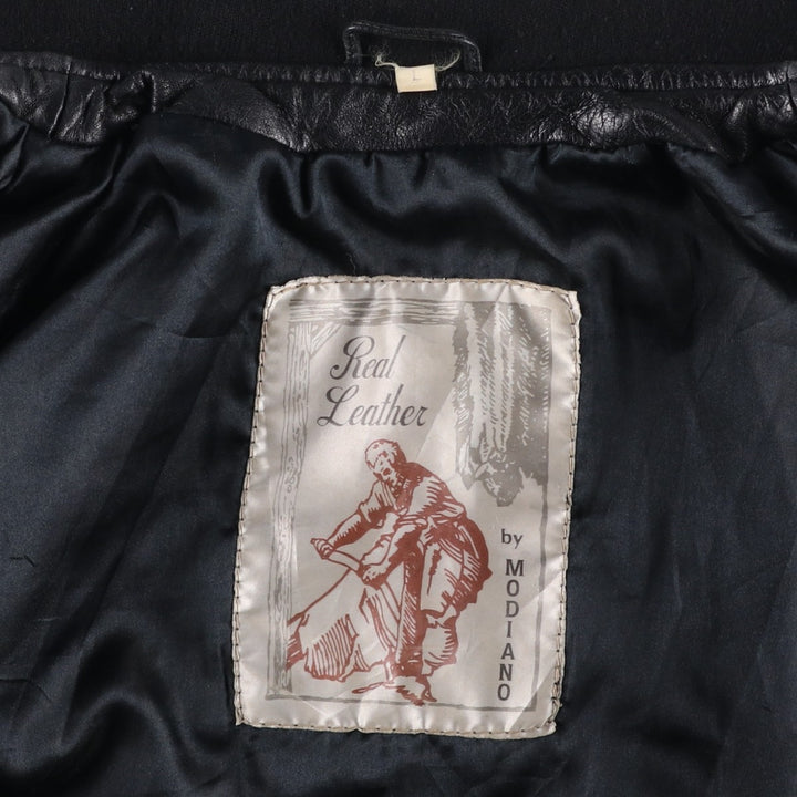 MODIANO Leather Blouson, Men's Size L (approx.) Genuine Leather Sheepskin black type Vintage Second Hand