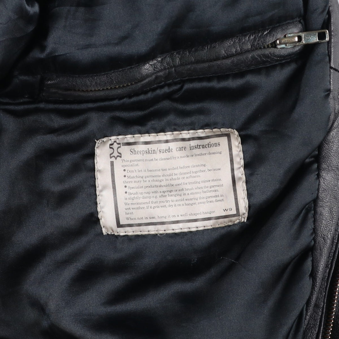 MODIANO Leather Blouson, Men's Size L (approx.) Genuine Leather Sheepskin black type Vintage Second Hand