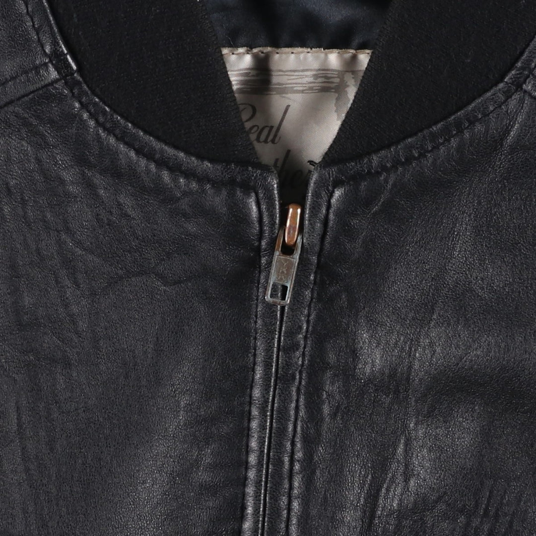MODIANO Leather Blouson, Men's Size L (approx.) Genuine Leather Sheepskin black type Vintage Second Hand